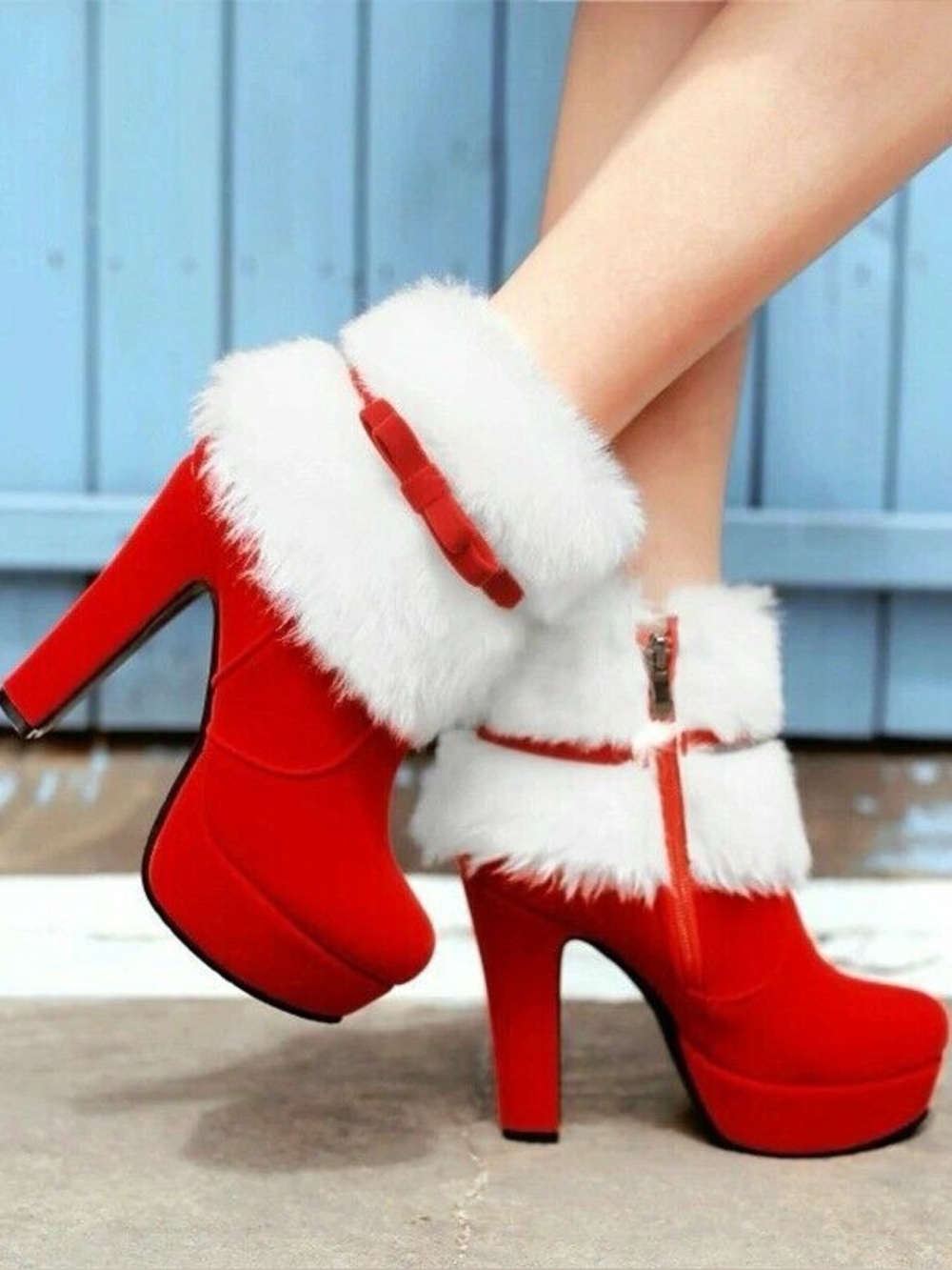 Christmas Platform Heeled Boots New
